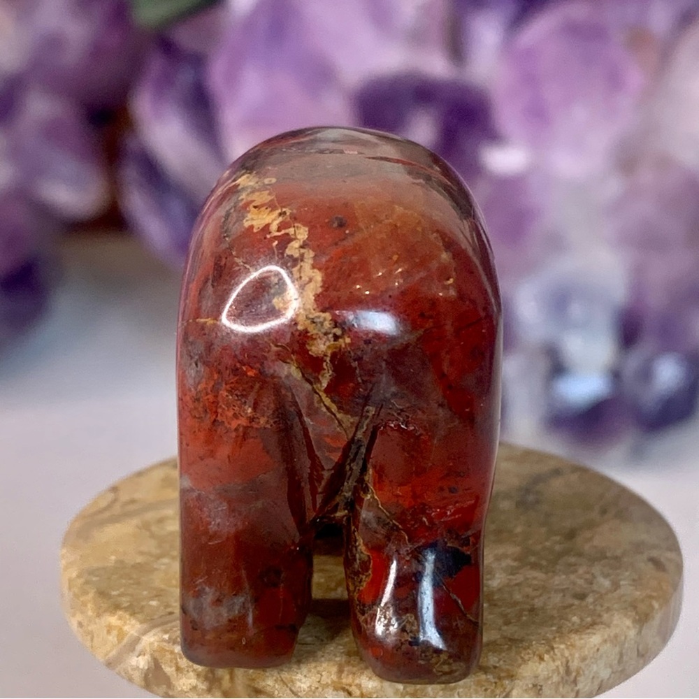 Red Tiger Iron Carved Stone Bear Crystal Carving Animal Figurine Rare 2" READ - Picture 9 of 16